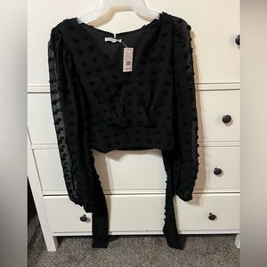 Black blouse top from Gliks. Brand Paper Crane. NWT, never worn! Size Large